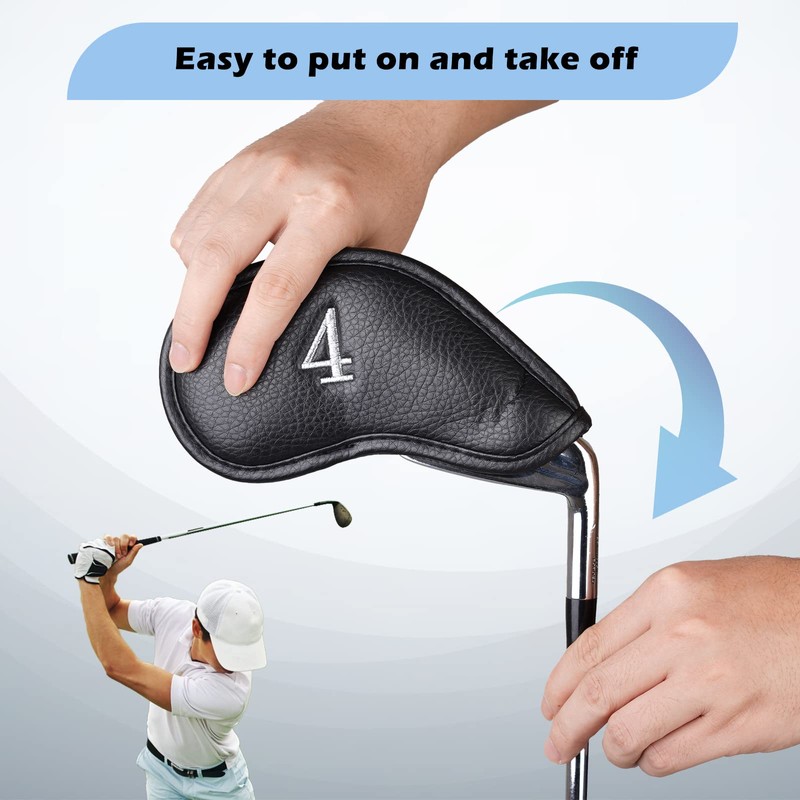 CRAFTSMAN GOLF Black Leather Iron Headcover Set 10pcs with No.