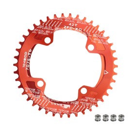 BESNIN Bike Chainring 104 BCD 30T 32T 34T 36T 38T 40T 42T 44T 46T 48T 50T 52T Round Narrow Wide Single Chain Ring for 7 8 9 10 11 12 Speed MTB BMX Road Bike (Red, 42T Round)