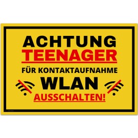 Caution Teenager Sign (30 x 20 cm) - Funny Gift for Teenagers for Youth Consecration or Birthday Door Sign as Teenager Room Decoration - For Boys and Girls