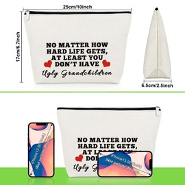 Funny Grandma Gifts Makeup Bag Grandmother Birthday Gift Thank You Gifts for Nana Grandma Mothers Day Gifts Travel Cosmetic Pouch Grandma Gifts from Grandchildren Christmas Thanksgiving Gifts