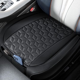 1 Pack Premium Car Seat Cover with 2X Thicker Sponge Padding For Ultra Comfort, Anti-Slip Faux Leather Seat Covers For Cars Front Seats, Waterproof Car Seat Protector Fits 95% Car, SUV, Truck (Black)