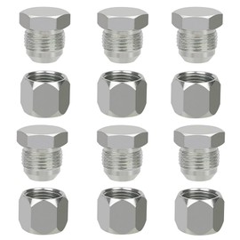 JIC 08 Hydraulic Cap and Plug Hose Tube and Pipe Fitting Kit, 37 Degree Pipe Fitting Kit Cap and Plug Kit(6 Sets）