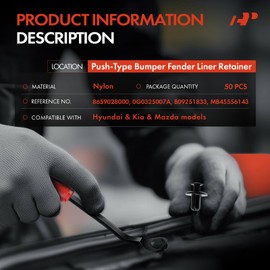 A-Premium 50PCS Nylon Bumper Fender Liner Retainer Push Clip Fasteners Compatible with Hyundai Elantra, Sonata, Santa Fe, Accent, Tucson & Kia Soul, Optima, Sorento, Sportage & Mazda CX-5, 3, 6, CX-9