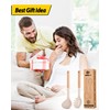 Silicone Pasta Fork and Ladle Spoon Set with Wooden Handle,