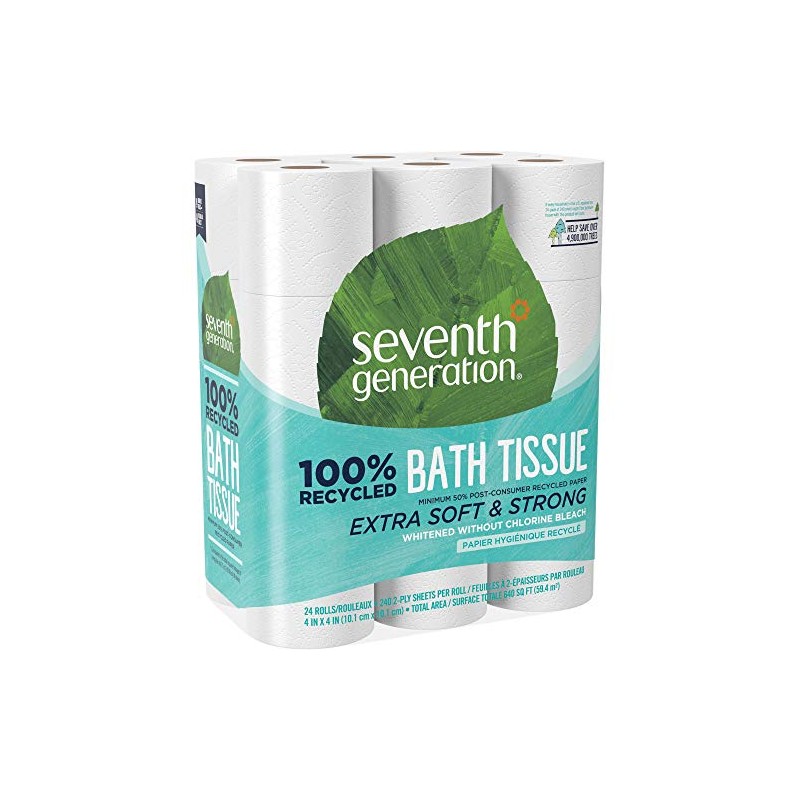 Seventh Generation 100% Recycled Bathroom Tissue, Septic Safe, 2-Ply, White,