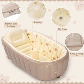 MINK Inflatable Bathtub for Toddlers - Portable Baby Tub with Built-in Air Pump - Collapsible Design for Easy Storage - Perfect for Newborns to Infants
