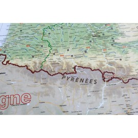 Large map of France with full lamination (wall map) 39 x 39 inches, France regions, highways, airports