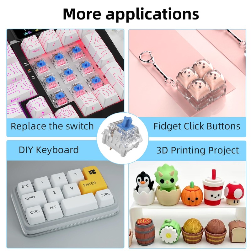 Mciepny Zhouwang 45pcs Clickers for 3D Prints Blue Clicky Keyboard