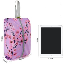 BeeGreen Shoe Organizer 6pcs Shoe Bags with Zipper Closure, Flower Design Shoe Storage Organizer with Handle Travel Bags For Men and Women, Portable Nylon Travel Gifts