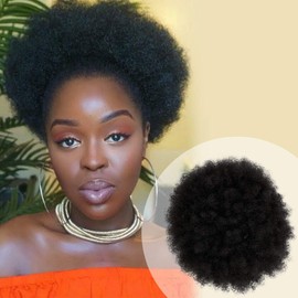 Instant Glitz Afro Puff Drawstring Ponytail Retro Kinky Curly Ponytail Wig Clip in Bun Hair Piece for Black Women Synthetic Hair Extension (LARGE, 2)