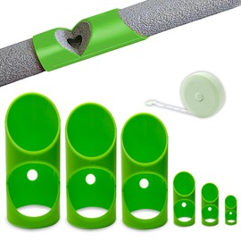 GDGJWL 6PCS Pipe Insulation Cutting Guide， Molded Foam Pipe Cutter Tool with 15MM-53MM Insulation Cutting Fixture for Home/Industrial/Commercial Plumbing + Bonus 59" Tape Measure (Green)