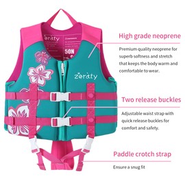 Zeraty Kids Swim Vest Life Jacket Flotation Swimming Aid for Toddlers with Adjustable Safety Strap Age 1-9 Years/22-50Lbs