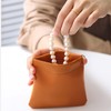 1x Pocket Cosmetic Bag Portable No Zippe self-Closing Water-Resistant Leather