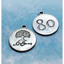 unbrand 5 pieces - Antique Silver  Tree Charms "Life Strong / 80"  Pendants