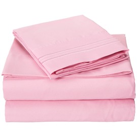 Elegant Comfort 1500 Premier Luxury Hotel Quality Super Soft Wrinkle Free and Fade Resistant 4-Piece Bed Sheet Set, Twin/Twin XL, Light Pink