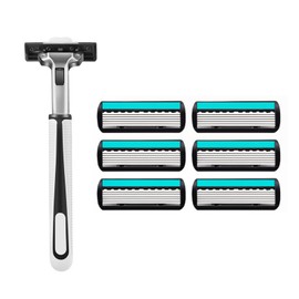 Full body razor (with blade) + 6 replacement blades for men