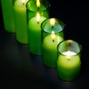 Girimax Green Glass Flameless Candles with Remote, Flickering LED Votive