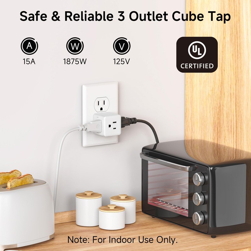 [UL Listed] Cable Matters 3-Pack 3 Outlet Wall Adapter (Grounded
