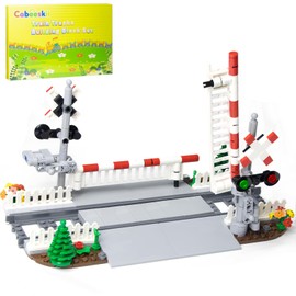 Cabeeskii City Railway Crossing with Railing & 2 Tracks - Railway Intersection for Railway | Train Rail Accessories Compatible with Large Brands