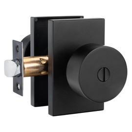 goldenwarm Black Door Knobs Interior, Zinc-Alloy Heavy Duty Interior Door Knobs Bedroom, Matte Black Door Knobs, Privacy Door Knobs, Black Interior Gold Door Knobs Bulk(1 Pack)