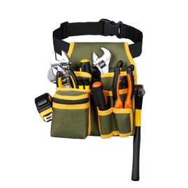 Tools Pouch with Adjustable Belt, Durable Utility Tool Holder for Craftsmen, Electricians, and Handymen, Versatile Organizer with Multiple Pockets and Tool Slots (Green)