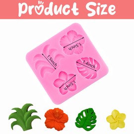 2 Pieces Tropical Flowers Leaves Mold, Flower Monstera Silicone Mold Plumeria Hibiscus Leaf Chocolate Fondant Mold for Chocolate Candy Baking Cakes Decorating