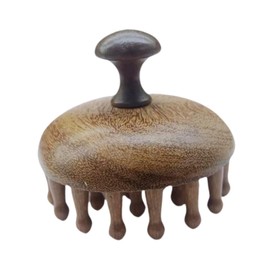 MagiDeal Wooden Massage Comb,Head Wooden Brush,Round Shampoo Scrubber Guasha Tool Comb,Gua Sha Brush,Head Massage for Adults Women Men
