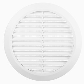 AWENTA Ø 4" to 6" Round Ventilation Grille, White Plastic, Fiberglass Net, Exhaust Air Grille, Supply Or Exhaust Air Grille - Adjustable Air Duct Size - External Dimensions Ø 7" - White