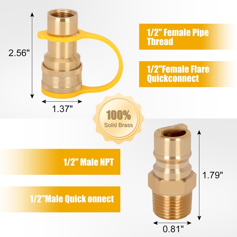 1/2 inch Natural Gas Quick Connect Fittings Kit with Male
