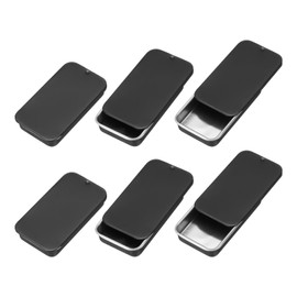 sourcing map 6pcs Metal Tin Box, 2.4x1.3x0.4 Mini Portable Rectangular Empty Tinplate Small Storage Container Airtight Tins with Lids for Candy Favors Crafts Christmas Gifts, Black