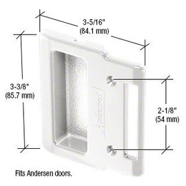 CRL White Plastic Andersen Sliding Screen Door Inside Pull With 2-1/8" Screw Holes.
