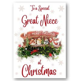 Second Ave Great Niece Christmas Red Holly Snowman Xmas Holiday Festive Greetings Card