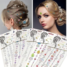 5 Sheets Gem Face Stickers, Used for Makeup, Facial, DIY Jewelry Decoration, Hair Decoration, and Handicrafts, with Multiple Colors Availabl