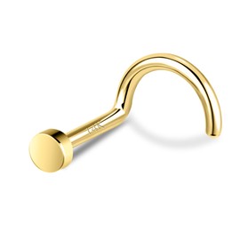 SYLWIA 14K Real Gold Nose Studs, 18G 20G Solid Gold L-Shaped Nose Rings, 2/2.5MM Ball Cute Nose Stud Ring Hypoallergenic Nose Piercings for Women Men (Corkscrew,18g,2.5mm)