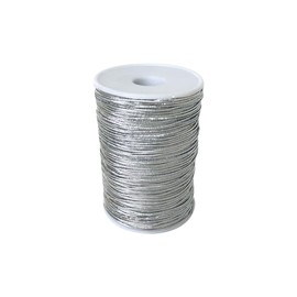 1mm x 100m Metallic Elastic String Craft Stretch Cord Tinsel Cord String Bracelets Braiding Rope Ornament Hanging String Gift Wrapping Cords for Beading Jewelry Making Silver