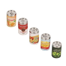 Dollhouse Decoration, 1:12 Delicate 5Pcs Dollhouse Miniature for Mini Kitchen for Dining Room (Simulated Food 5 cans of Fruit cans)