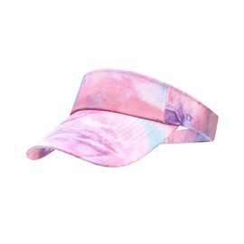 ANDICEQY Sport Sun Visor Hats Adjustable Empty Top Baseball Cap Cotton Ball Caps for Women and Men (Tie Dry-Pink)