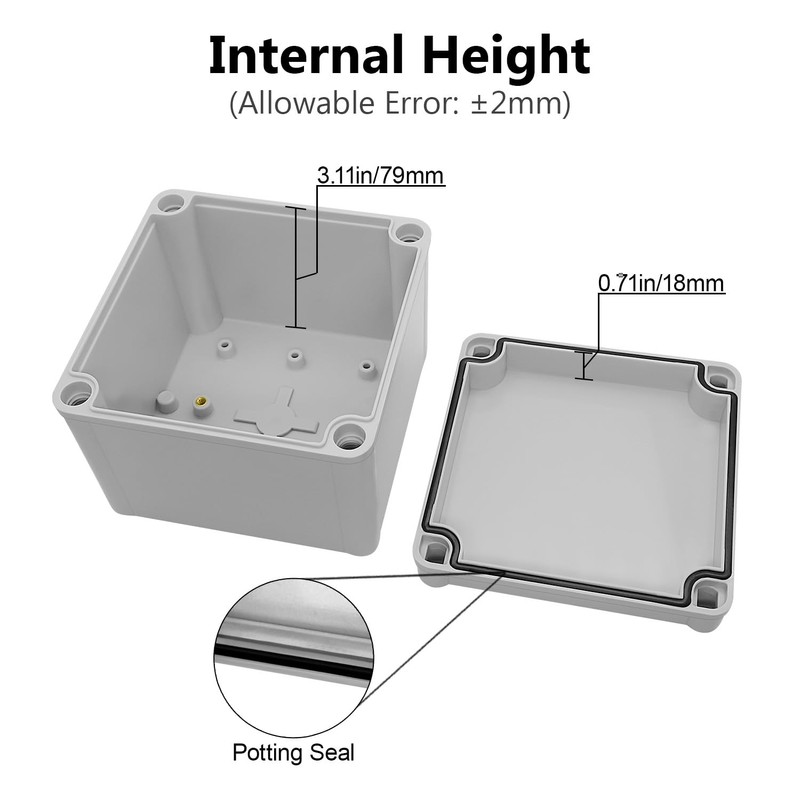 LeMotech Junction Box IP67 Waterproof Dustproof ABS Plastic Project Box