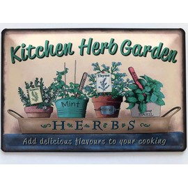 Deko7 Tin Sign 30 x 20 cm Kitchen Herb Garden