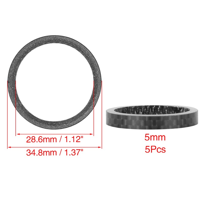 X AUTOHAUX 5pcs Headset Spacer Matte Black Fit 1 1/8