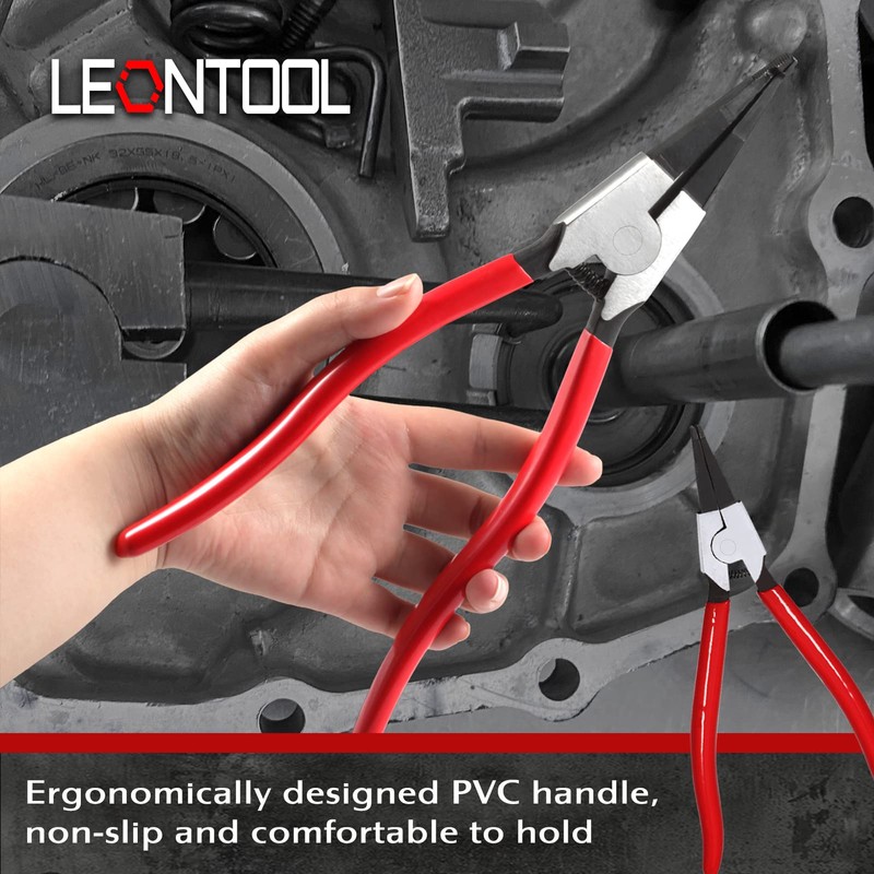 LEONTOOL 2 PCS Heavy Duty Lock Ring Pliers Set Flat