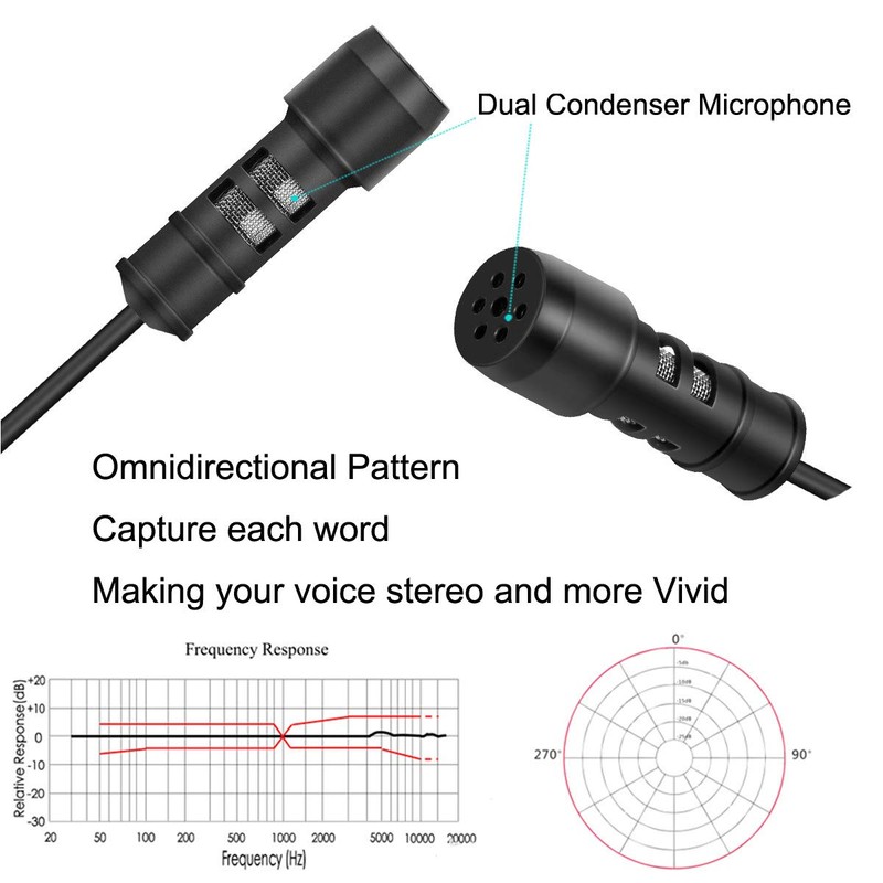 NewTH USB Mikrofon PC Omnidirektionaler Kondensator Lavalier Clip on Mic