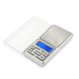 HORNBILL Portable Digital Weighing Scale 0.01g x 200g Precise Mini Pocket Scale For Gold Jewellery Collectibles Food Herbs and Coffee with Back-Lit LCD Display Silver