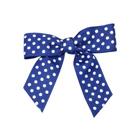 Royal Blue & White Polka Dots Pre-Tied Bows - 3" Wide, Set of 12, Grosgrain Ribbon, Wedding, 4th of July, Police Support, Gift Basket, Party Favors, Birthday, Veterans Day, Christmas