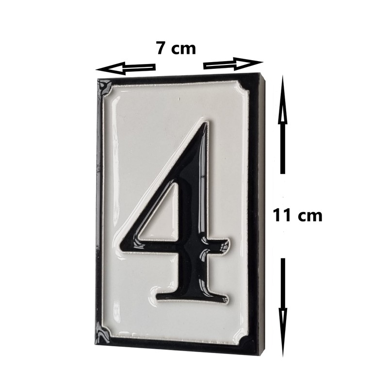 Hand Painted Italian Ceramic House Numbers Simple Design Tile Size