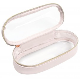 FFpaw Small Clear Makeup Brush Bag, Slim Travel Makeup Brush Holder Mini Makeup Pouch Portable Makeup Brush Organizer with Zipper Waterproof Makeup Brush Storage Bag Case for Women (White)