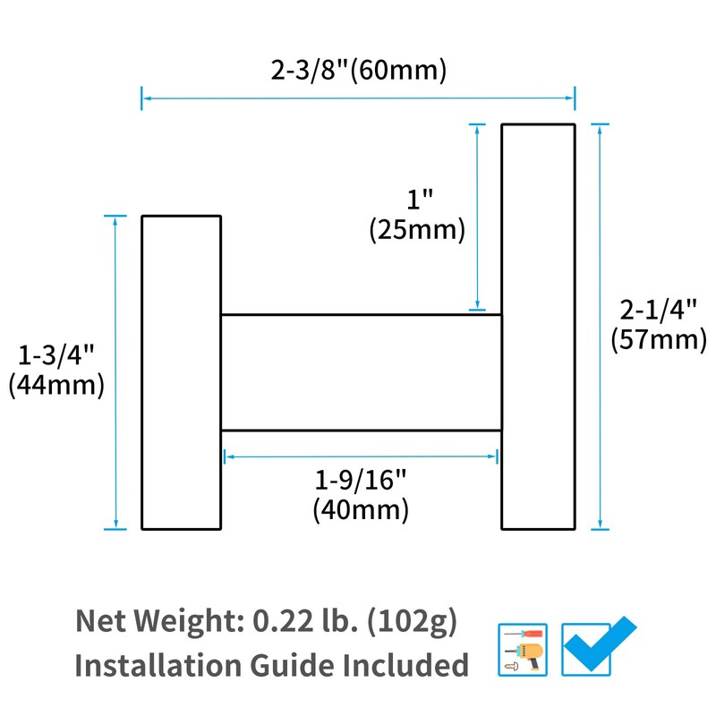 Angle Simple Bathroom Towel Hook 2 Pack, SUS 304 Stainless