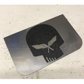 1997-2004 C5 & C5 Z06 Corvette Brushed Aluminum Look Exhaust Plate w/Jake Skull (Leave Eyes not Filled)