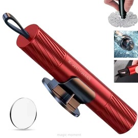 2-in-1 Car Safety Hammer: Emergency Window Breaker, Seatbelt Cutter, Glass Breaker for Underwater & Emergency Escape, Ideal Christmas Gift  desktop - Color: Red