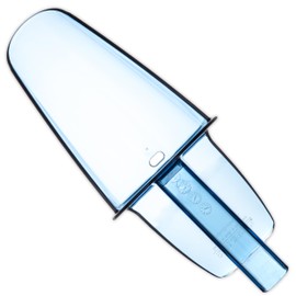 San Jamar Ergonomic Ice Scoop with Shield and Tapered Chute - Easy to Clean, 20-24 Ounce,Blue